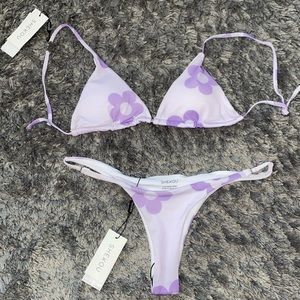 SHEKOU PURPLE FLOWER BIKINI SET